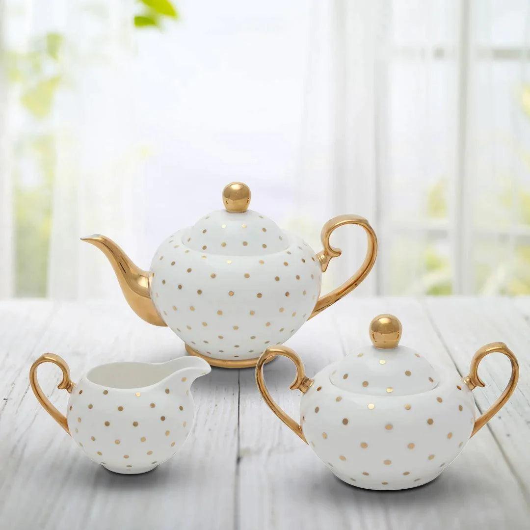 Bombay Duck Stripy Black White and Gold Tea for One Set