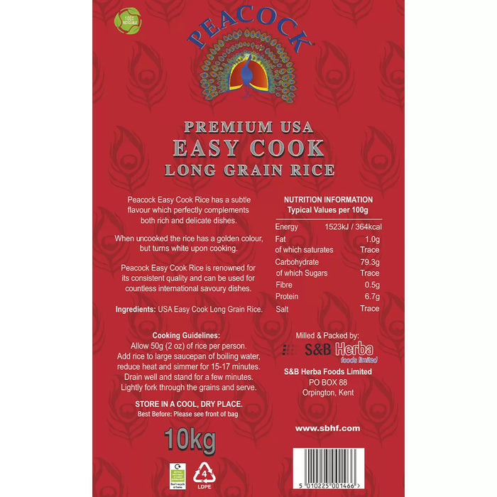 Peacock Premium USA Easy Cook Long Grain Rice (10kg)