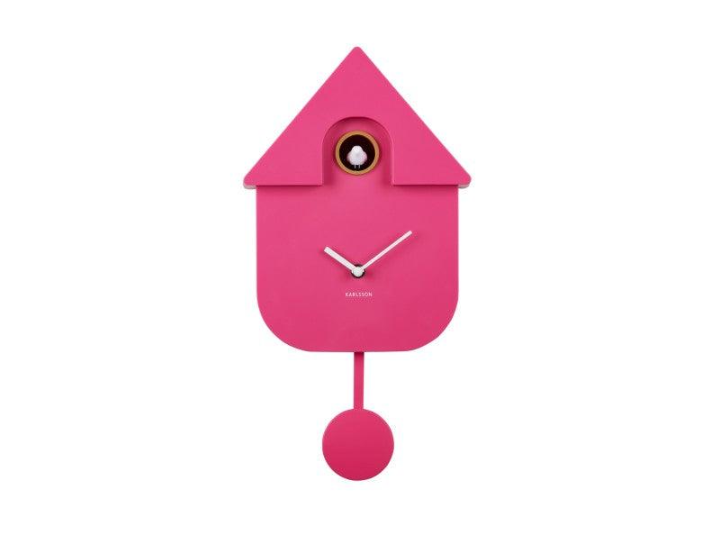 Karlsson Modern Cuckoo Wall Clock - Bright Pink