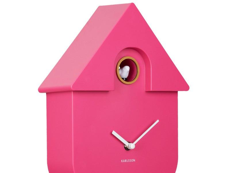 Karlsson Modern Cuckoo Wall Clock - Bright Pink