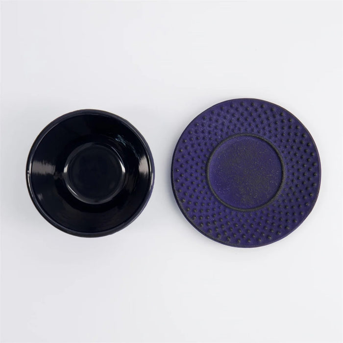 Tokyo Design Studio WY Iron Tea Cup & Plate Arare - Blue/Black(120ml)