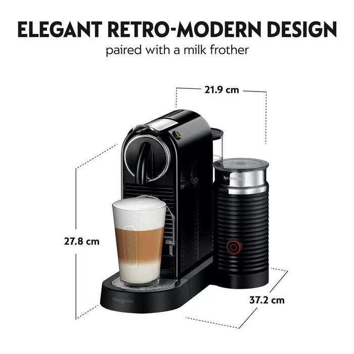 Nespresso by Magimix Citiz Capsule Coffee Machine & Aeroccino Milk Frother in Black