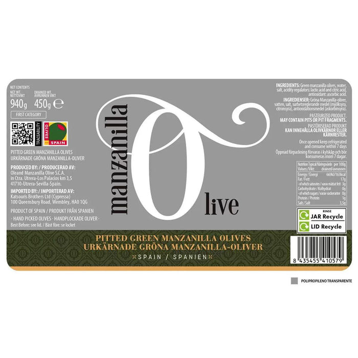 Manzanilla Olive Co. Pitted Green Manzanilla Olives (940g)