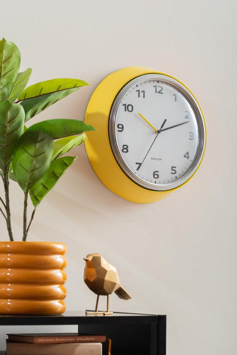 Karlsson Modern Retro Wall Clock - Bright Yellow