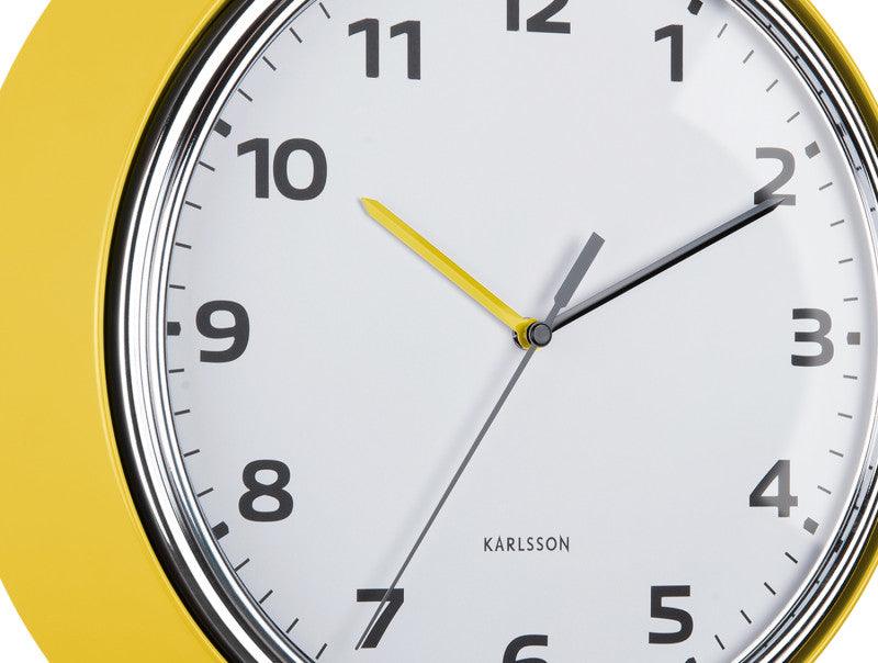 Karlsson Modern Retro Wall Clock - Bright Yellow