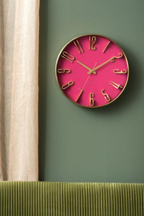 Karlsson Elevated Glam Wall Clock - Metallic Dark Pink