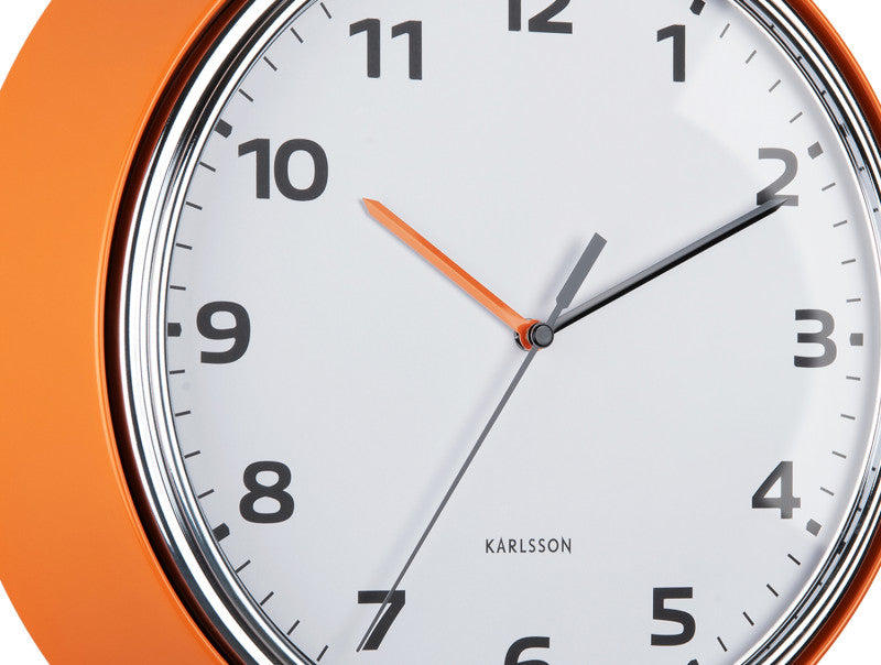 Karlsson Modern Retro Wall Clock - Bright Orange