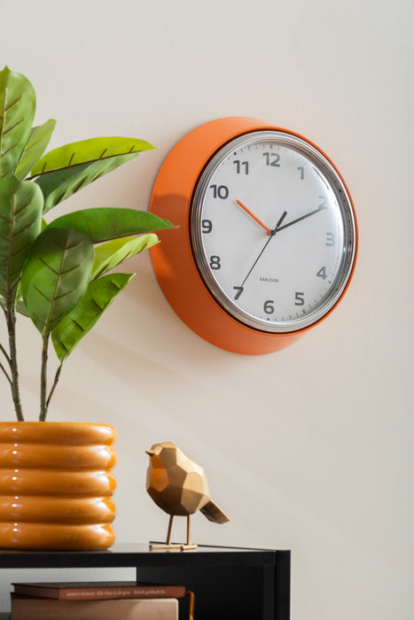 Karlsson Modern Retro Wall Clock - Bright Orange