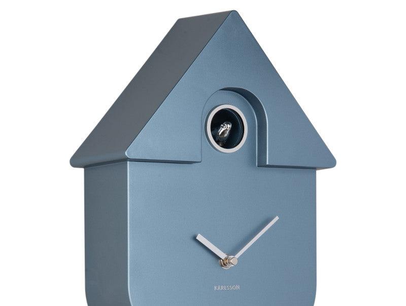 Karlsson Modern Cuckoo Wall Clock - Metallic Dark Blue