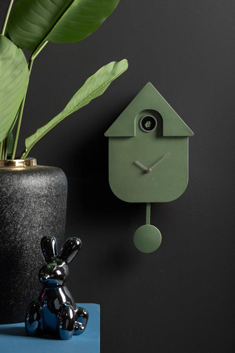 Karlsson Modern Cuckoo Wall Clock - Metallic Jungle Green