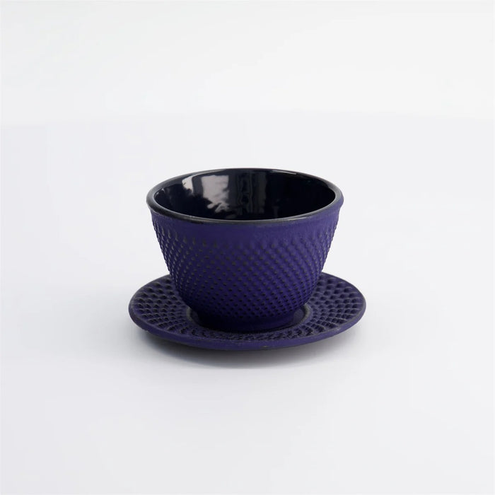 Tokyo Design Studio WY Iron Tea Cup & Plate Arare - Blue/Black(120ml)