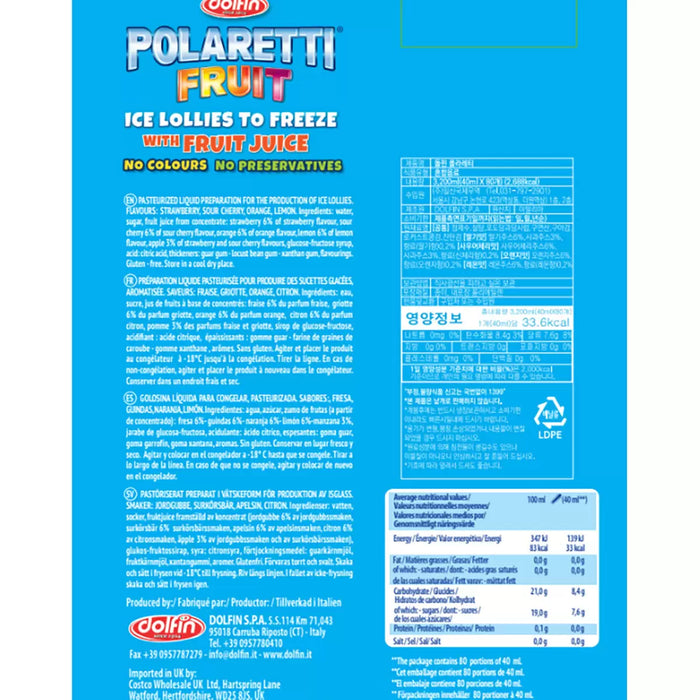 Dolfin Polaretti Fruit Ice Lollies (80x40ml)