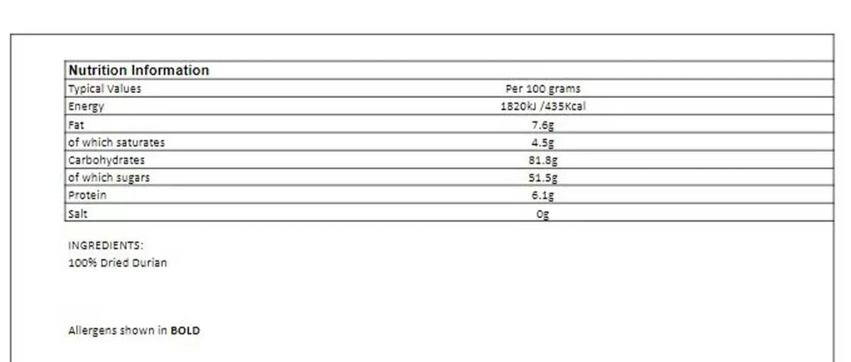 Tropical Fields Freeze Dried Durian (130g)