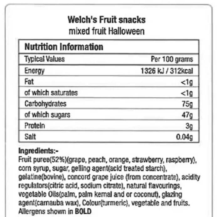 Welch's Fruit Snacks Halloween Pouches (160x14g)