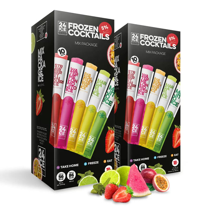 24 Ice Mix Pack Frozen Cocktails Pops (20x65ml)