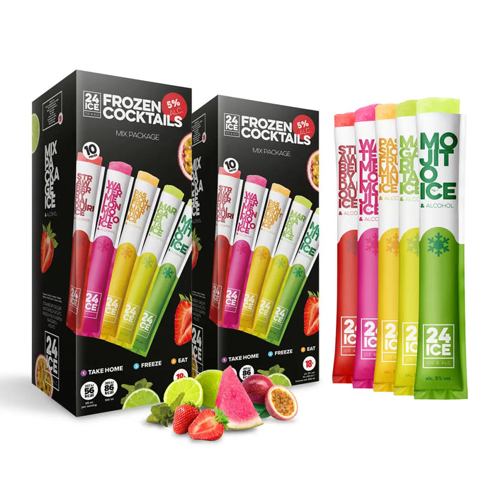 24 Ice Mix Pack Frozen Cocktails Pops (20x65ml)