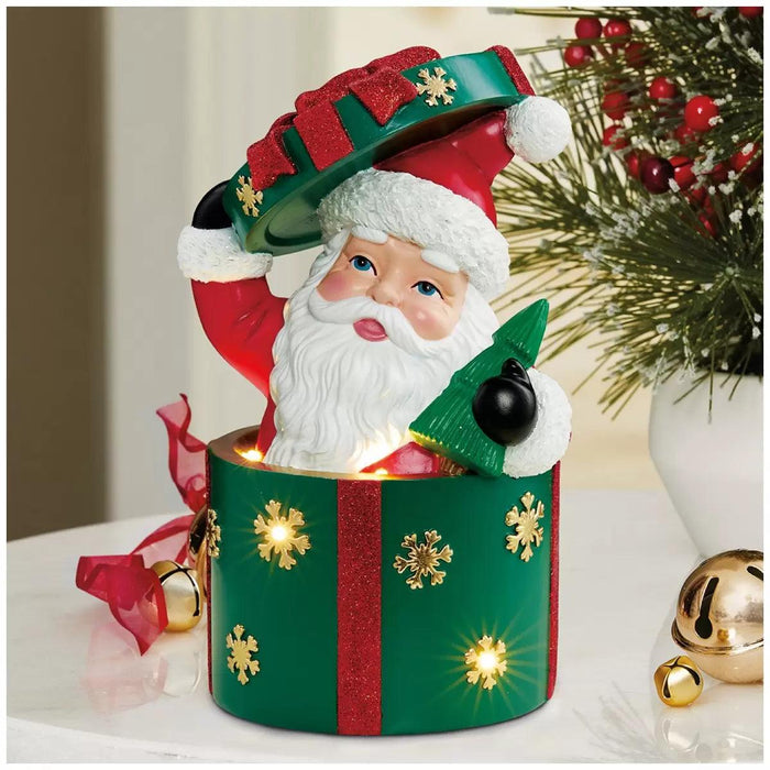 Christmas Present Figurines with LED Lights - Santa