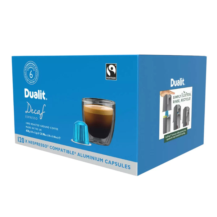 Dualit Decaf Nespresso Compatible Aluminium Coffee Capsules (120 Servings)