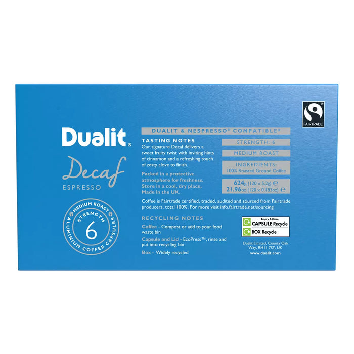 Dualit Decaf Nespresso Compatible Aluminium Coffee Capsules (120 Servings)