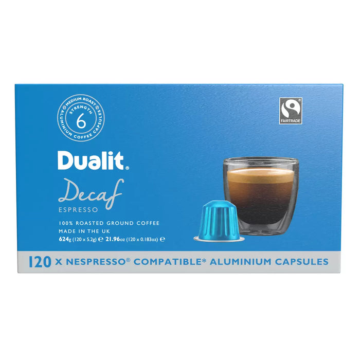 Dualit Decaf Nespresso Compatible Aluminium Coffee Capsules (120 Servings)