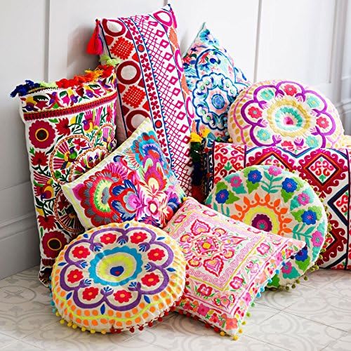 Bombay Duck Fiesta Embroidered Cushion Rectangular, Multicoloured (40×60cm)