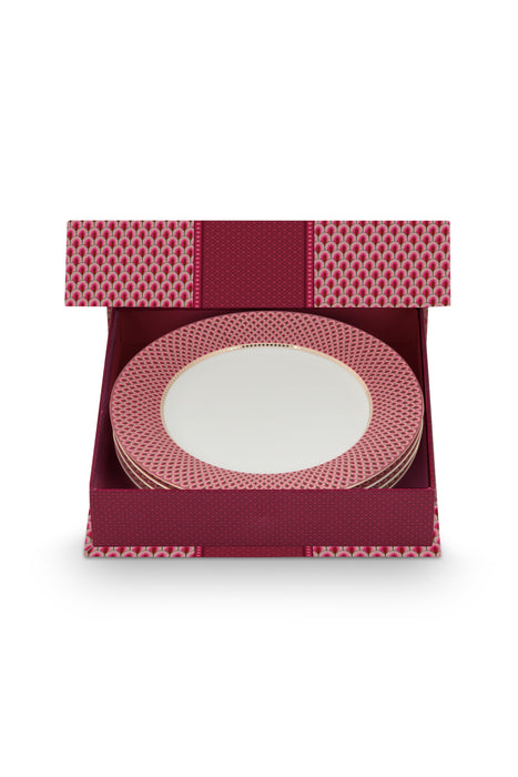 Pip Studio - Flower Festival Scallop Plates - Dark Pink (Set of 4 - 26.5cm)