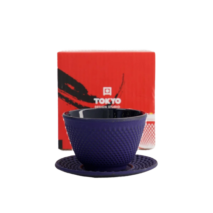 Tokyo Design Studio WY Iron Tea Cup & Plate Arare - Blue/Black(120ml)