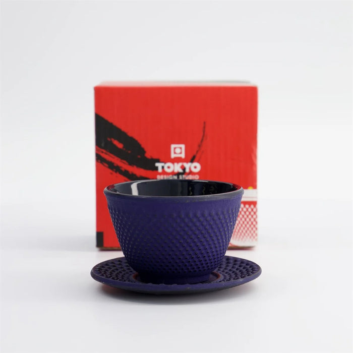 Tokyo Design Studio WY Iron Tea Cup & Plate Arare - Blue/Black(120ml)