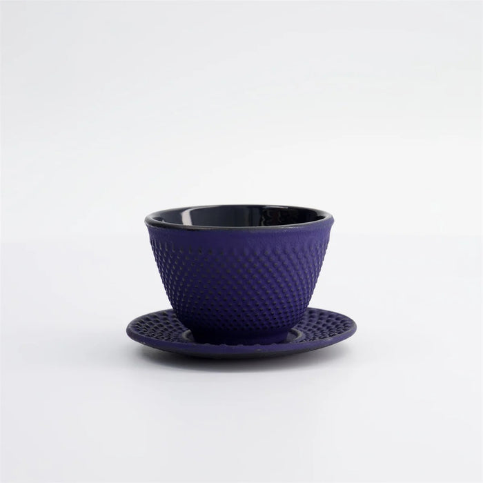 Tokyo Design Studio WY Iron Tea Cup & Plate Arare - Blue/Black(120ml)