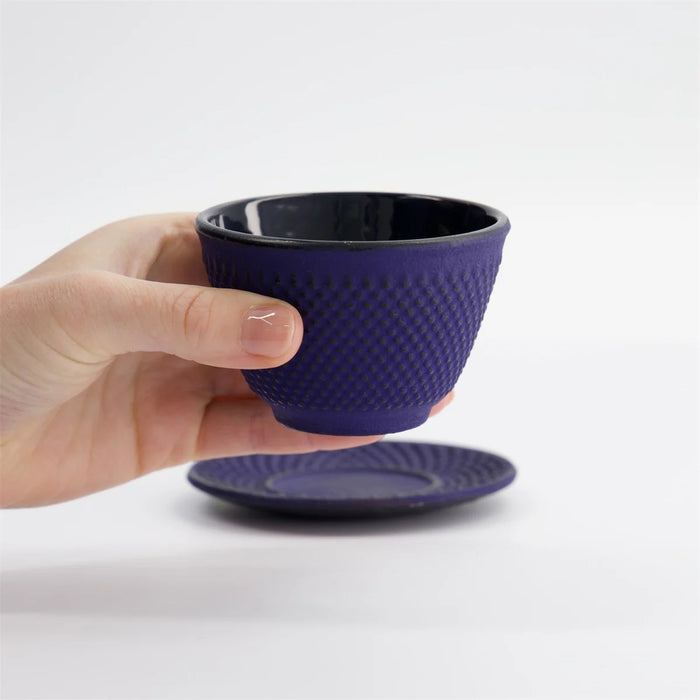 Tokyo Design Studio WY Iron Tea Cup & Plate Arare - Blue/Black(120ml)