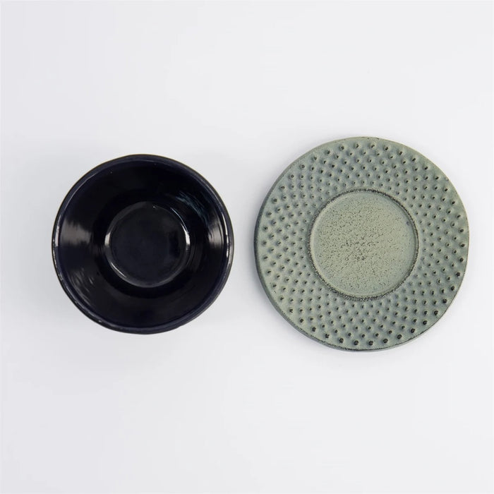 Tokyo Design Studio WY  Iron Tea Cup & Plate - Green/Grey(120ml)