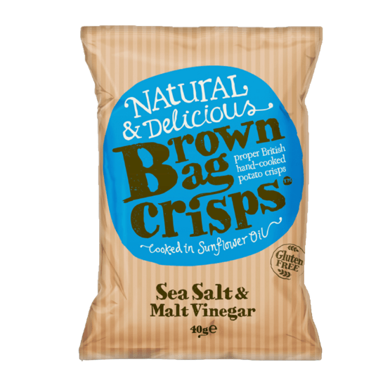 Brown Bag Crisps - Sea Salt & Malt Vinegar Potato Crisps (40g)