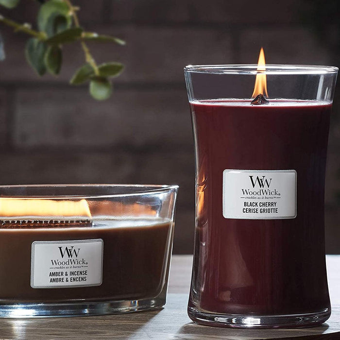 WoodWick Large Hourglass Black Cherry Scented Candle (609g)