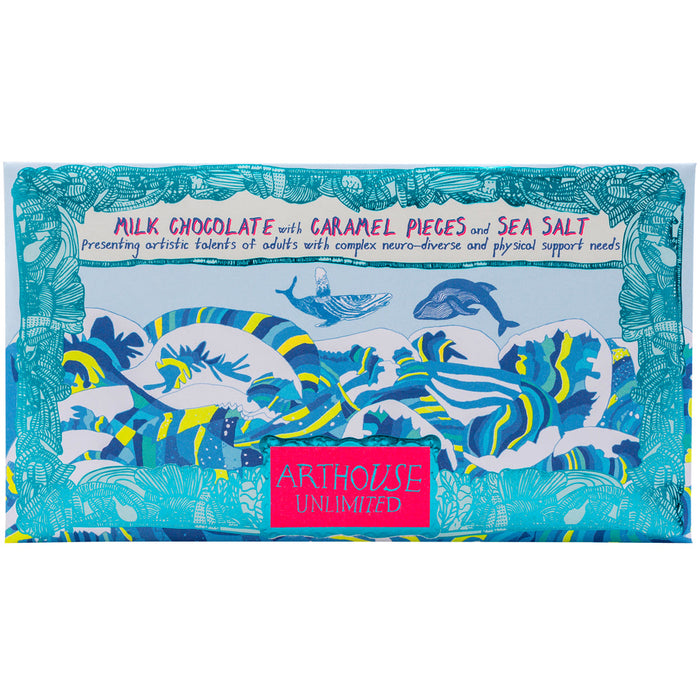 Arthouse Unlimited Milk Chocolate Bar with Caramel & Sea Salt - Swim with Whales (85g)