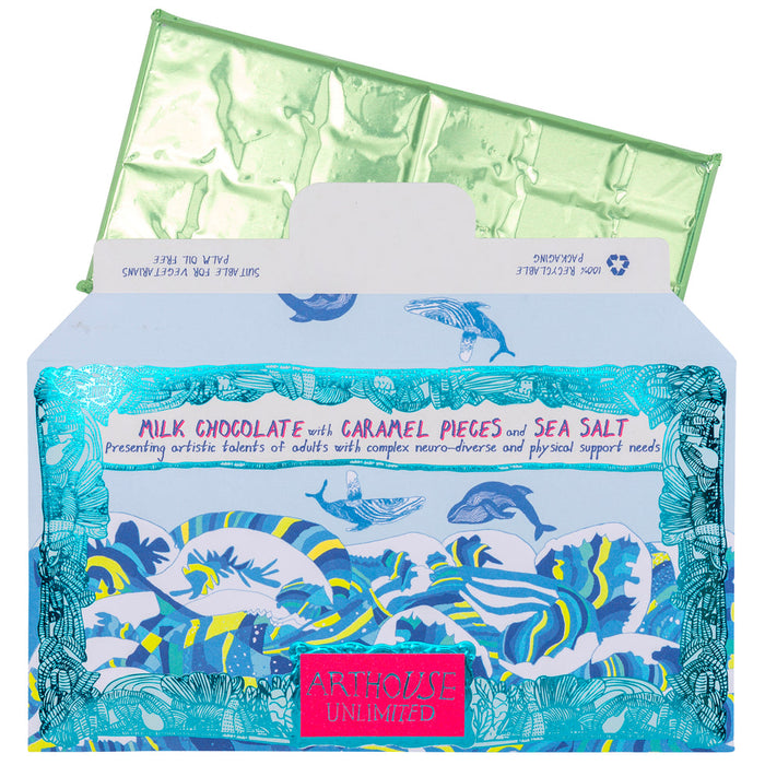 Arthouse Unlimited Milk Chocolate Bar with Caramel & Sea Salt - Swim with Whales (85g)