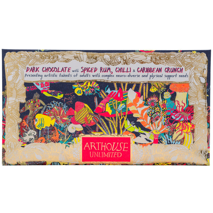 Arthouse Unlimited Dark Chocolate Bar with Spiced Rum, Chilli & Caribbean Crunch - Angels of Deep (85g)