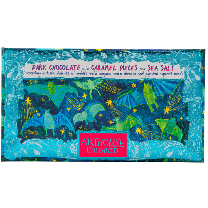 Arthouse Unlimited Dark Chocolate Bar with Caramel Pieces & Sea Salt - Bat Mates (85g)