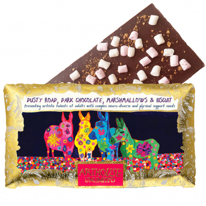 Arthouse Unlimited Silky Dark, Marshmallows & Biscuit Chocolate Bar - Dusty Road (85g)