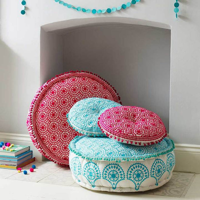 Bombay Duck Casablanca Embroidered Round Cushion - Turquoise (40cm)