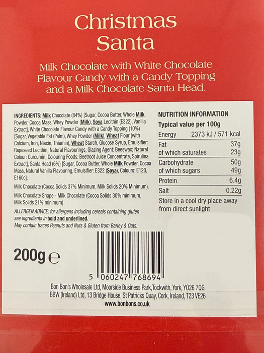 Bon Bon's Christmas Santa Milk Chocolate Slab (200g)