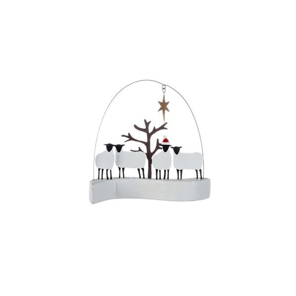 Shoeless Joe Winter Sheep on Curve Tree Decoration