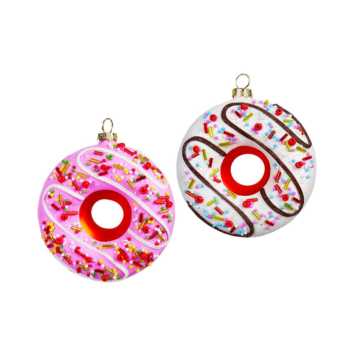 Kurt Adler Glass Doughnut Ornament (2 Pieces)