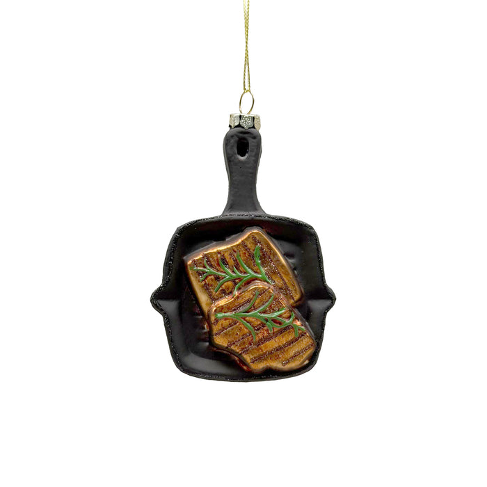 Kurt Adler Glass Pan with Set of Steak Ornament