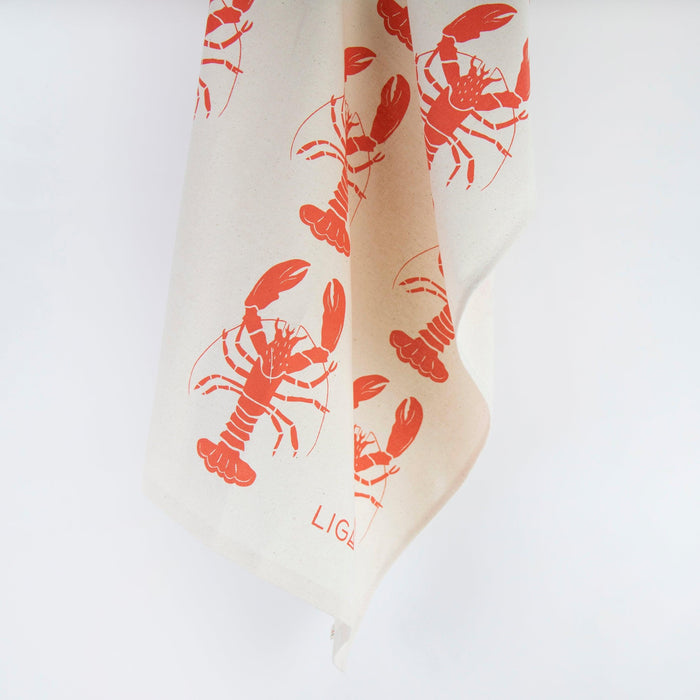 Liga Organic Cotton Tea Towel - Red Lobster