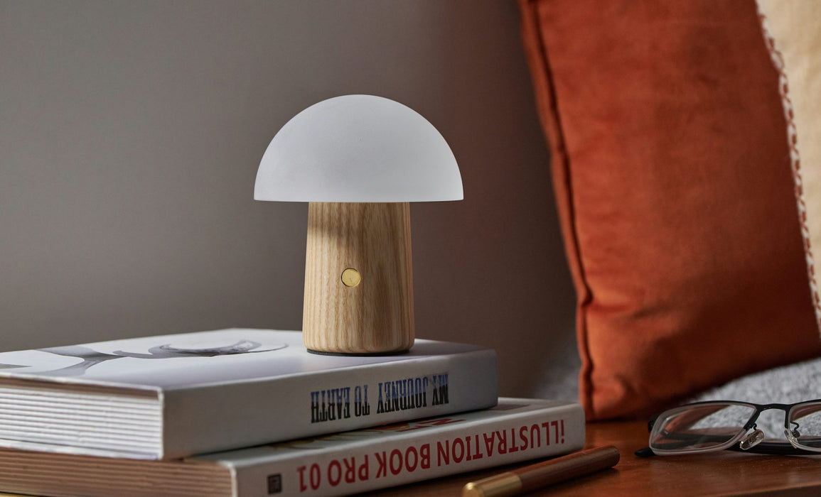 Gingko Mini Alice Mushroom Lamp - White Ash