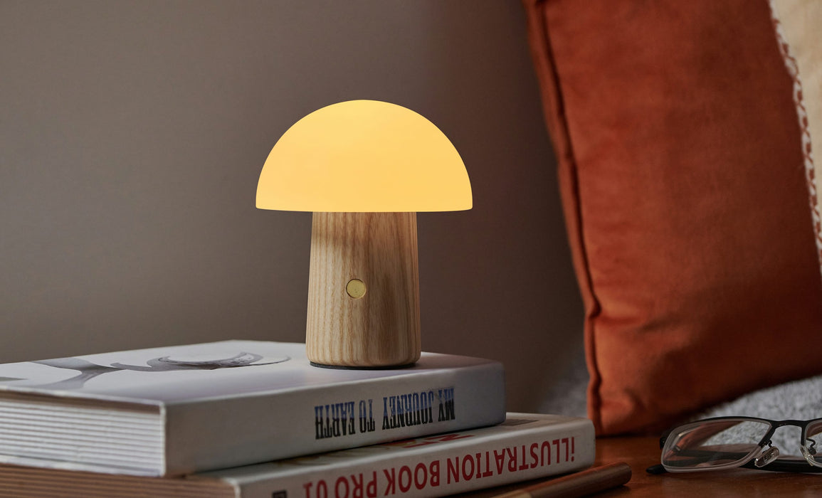 Gingko Mini Alice Mushroom Lamp - White Ash