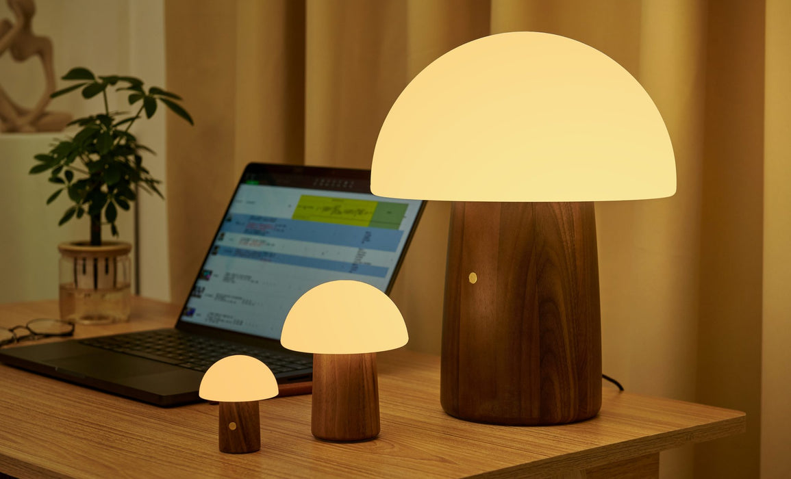 Gingko Super Mini Alice Mushroom Lamp - Walnut