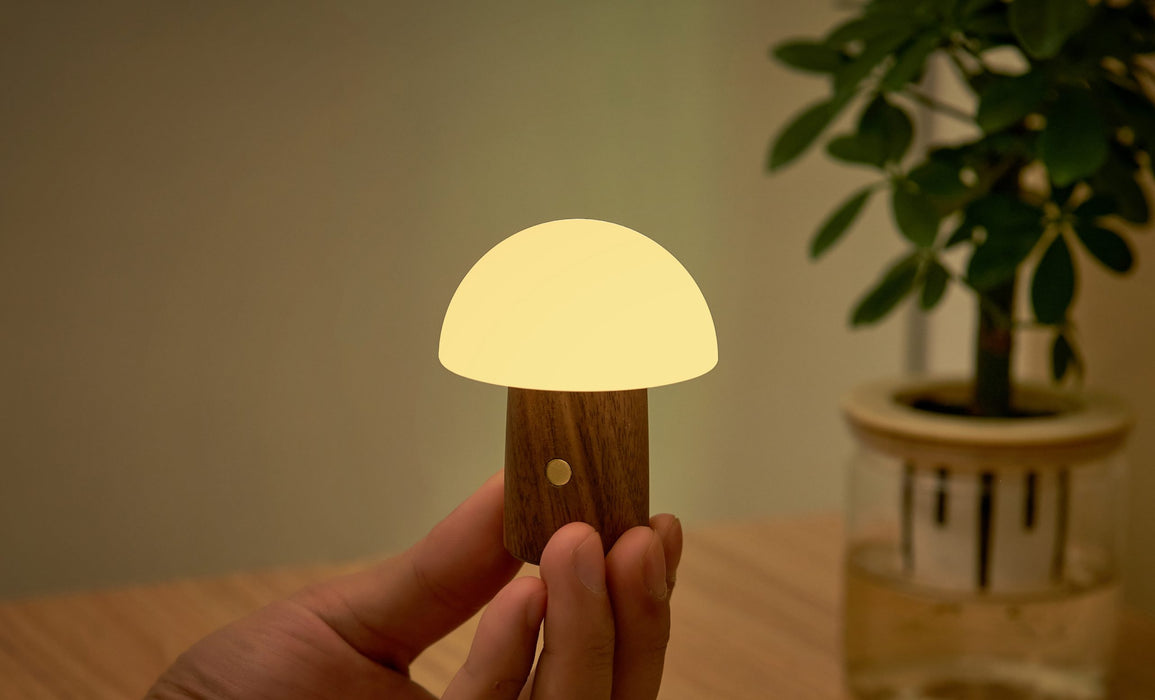 Gingko Super Mini Alice Mushroom Lamp - Walnut