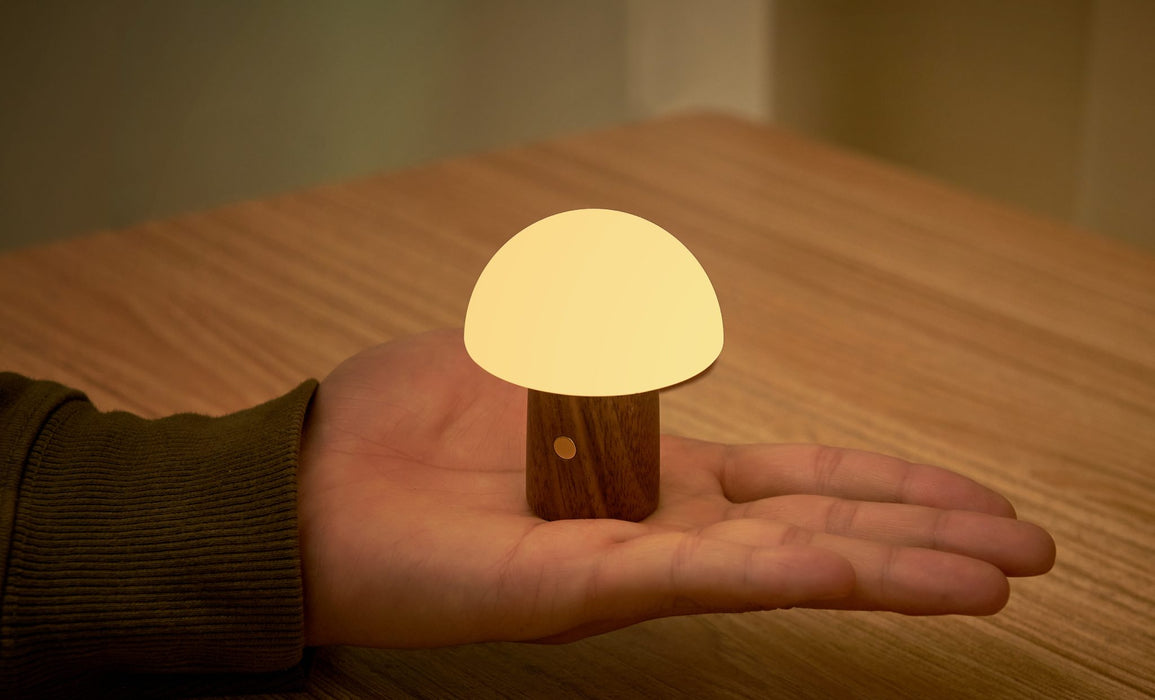 Gingko Super Mini Alice Mushroom Lamp - Walnut