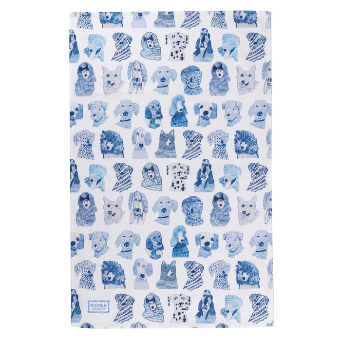 Arthouse Unlimited 100% Organic Cotton Tea Towel - Blue Dogs